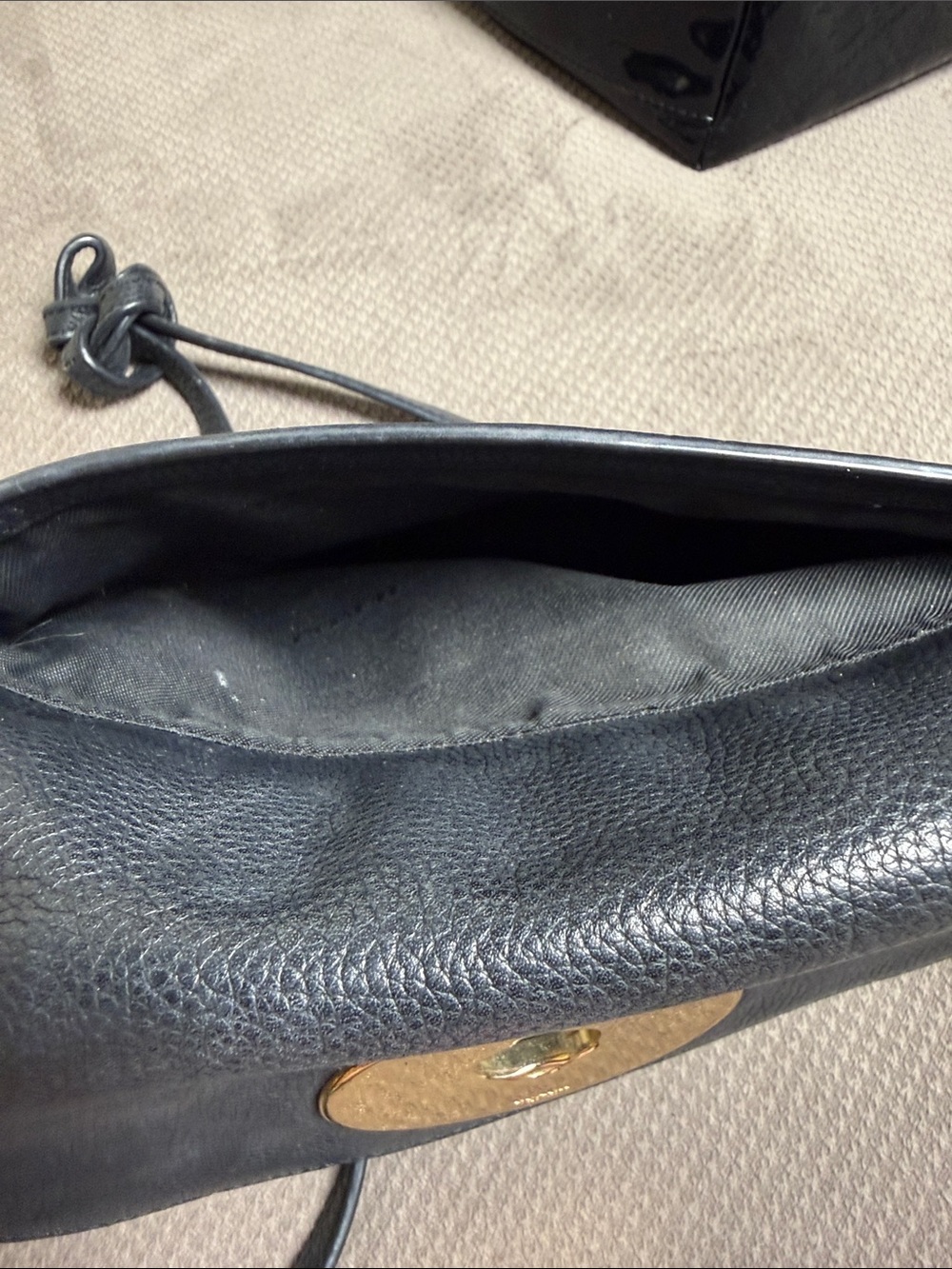 Coach Black Pebbled Leather Crossbody with Gold Turnlock Oval Plate - Picture 9 of 9